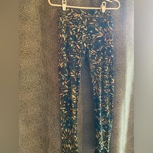 LULAROE Teal and Tan Foliage Leggings